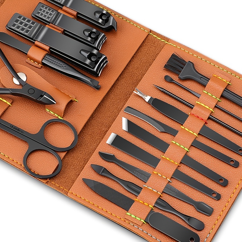 Beauty Makeup Tools Set - Juego de cortaúñas marrones de 16