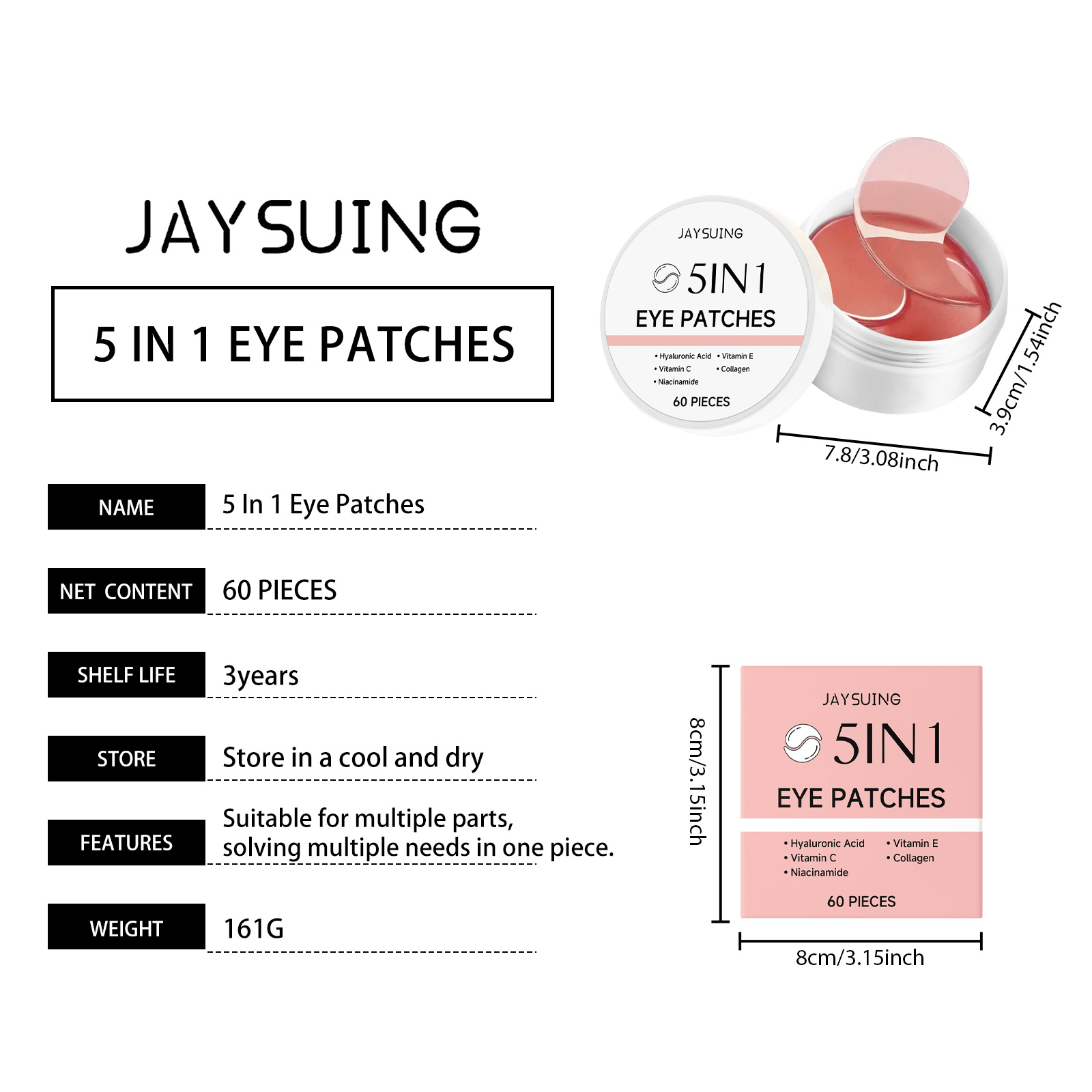 JAYSUING Parches para Ojos 5 e - Collagen Eye Patch reseña y precio