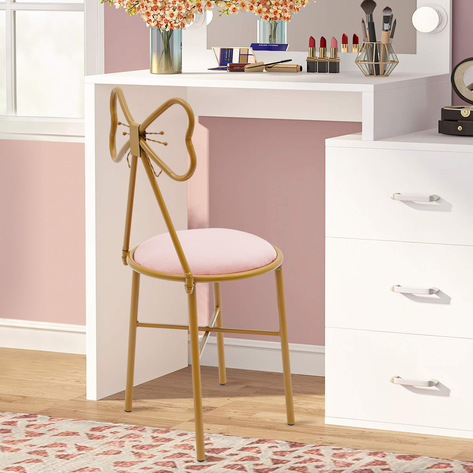 Silla de tocador con pajarita  - Beauty Makeup Chair reseña y precio