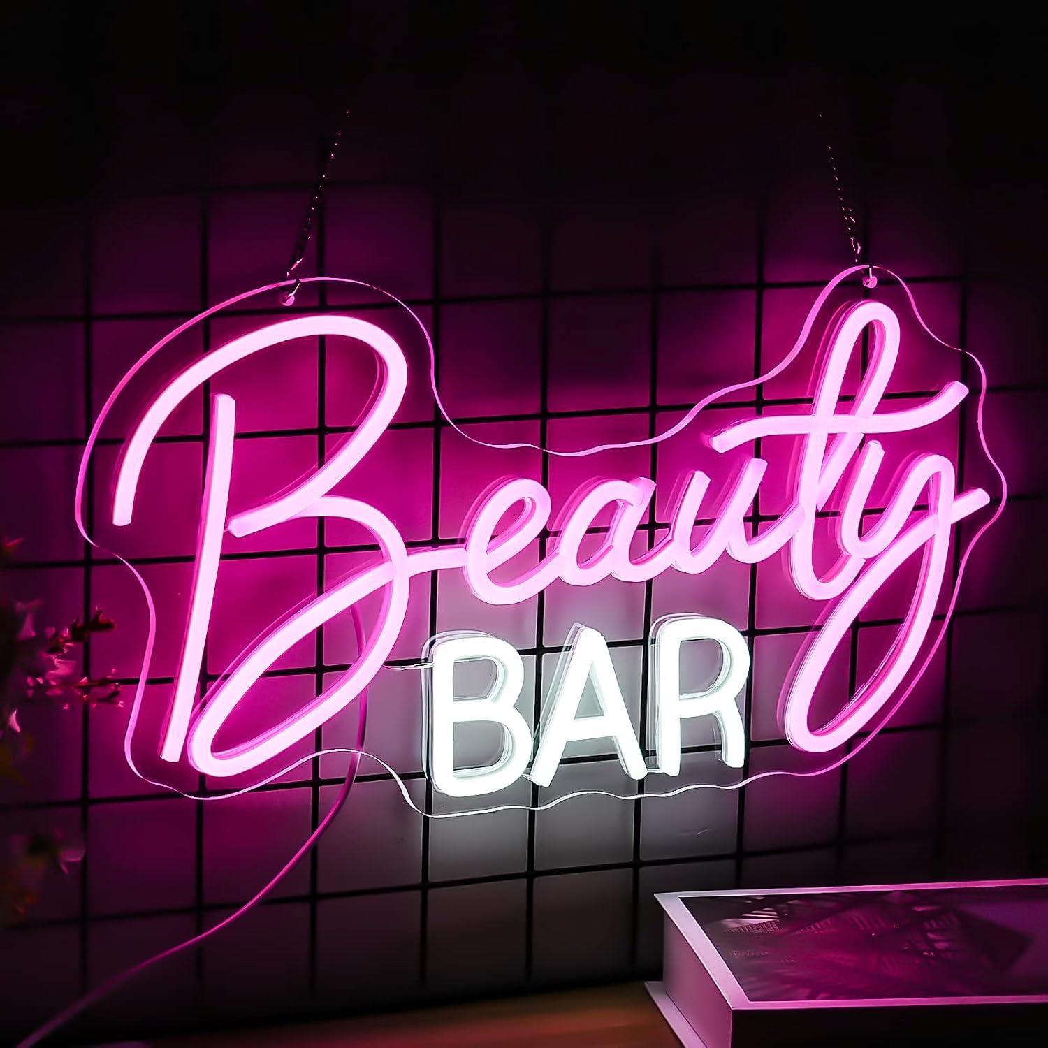 Letrero de neón Beauty Bar con - Beauty Makeup Bar reseña y precio