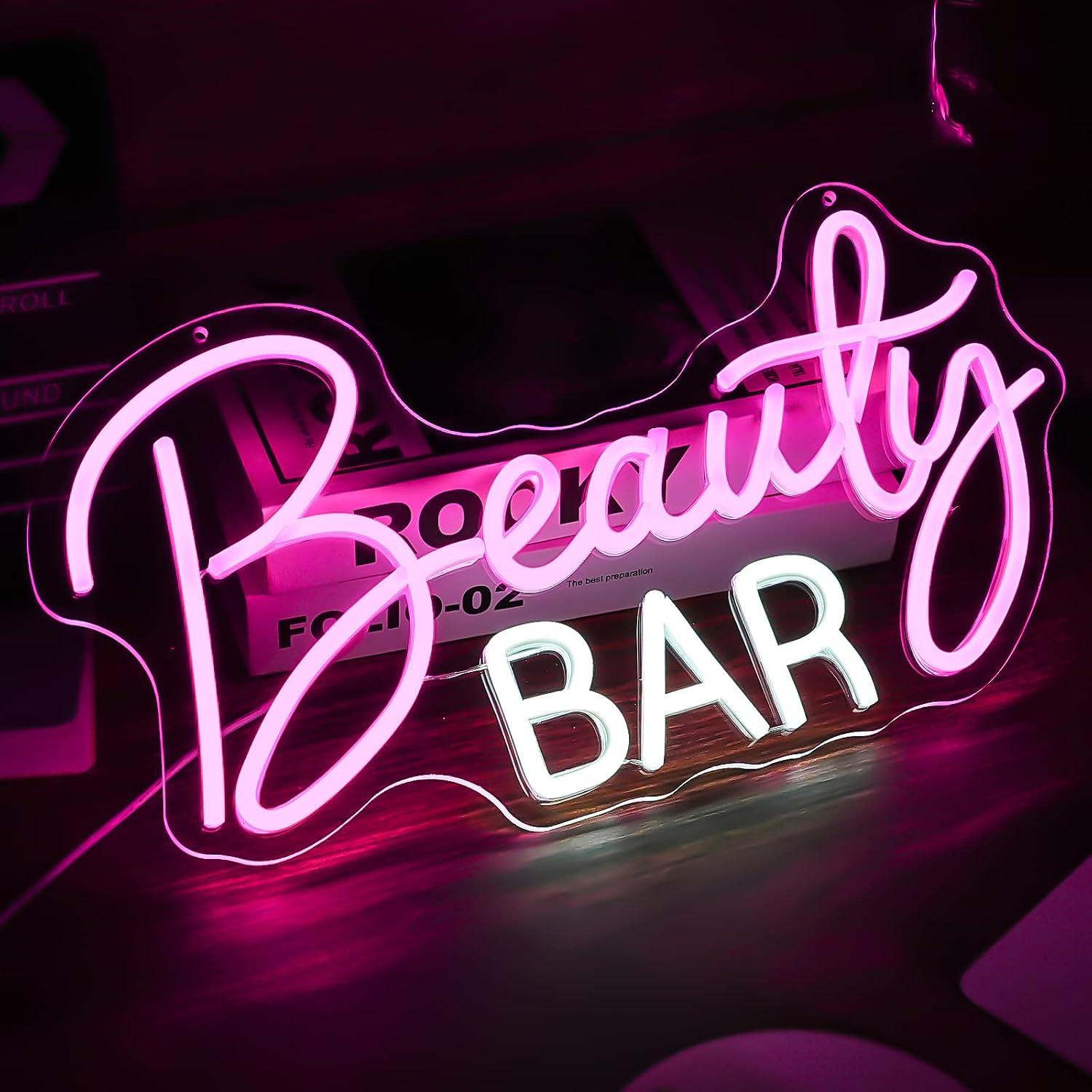Letrero de neón Beauty Bar con - Beauty Makeup Bar reseña y precio